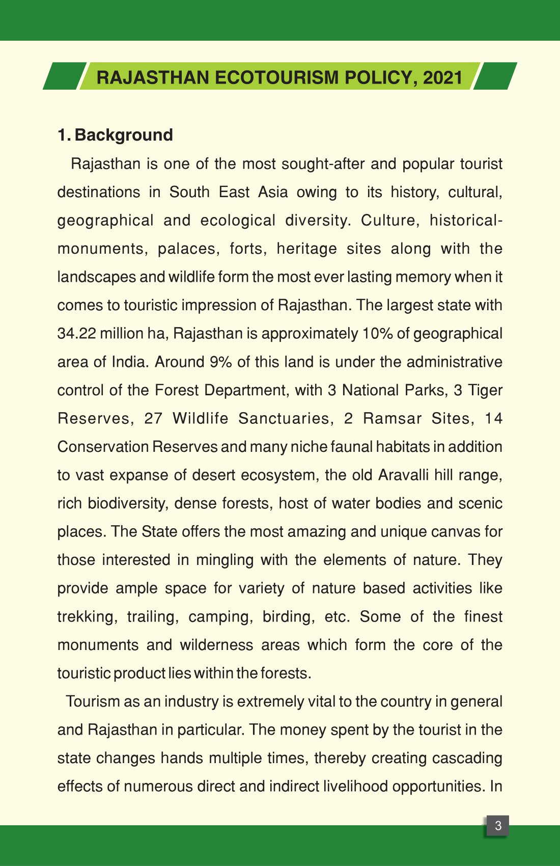 Rajasthan Ecotourism Policy